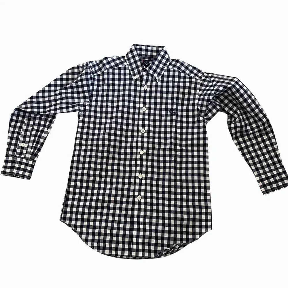 Classic Chaps Boys' Checkered Long Sleeve Button-Down Cotton Shirt Size S(8)